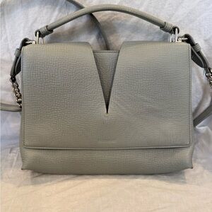 Jil Sander Gray Pebbled Leather Crossbody Bag Top Handle Minimalist Italy
